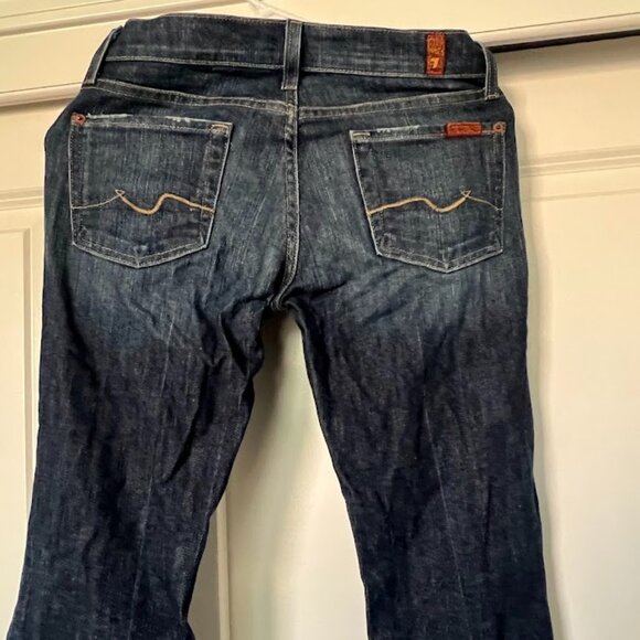 7 For All Mankind Boot Cut Low Rise Dark Wash Flip Flop Denim Jeans Size 25 - Picture 1 of 7